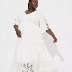 Torrid Festi White V-Neck Flutter Sleeve Maxi Dress